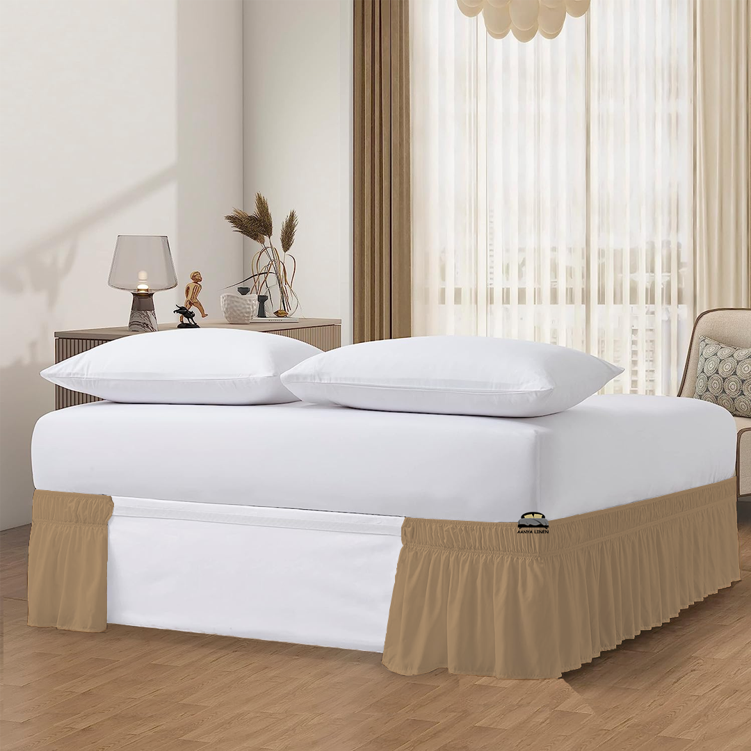 Buy Taupe Bed Skirt WrapAround AanyaLinen