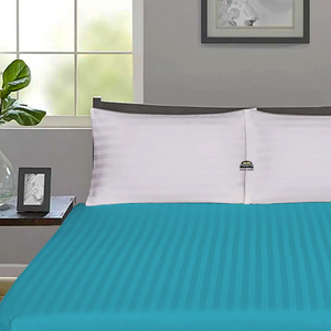 Turquoise Stripe Fitted Sheet Comfy Sateen