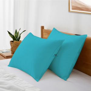 Turquoise Pillow Cases Solid Comfy Sateen