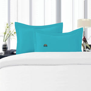 Turquoise Pillow Shams Solid Comfy Sateen