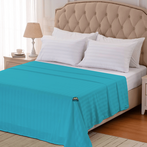 Turquoise Stripe Flat Sheet Comfy Sateen