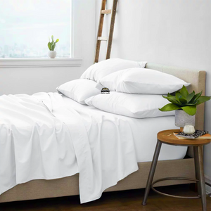 White Sheet Set with Extra Pillowcase Comfy Solid Sateen