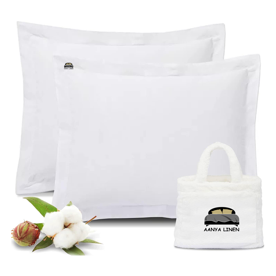 White Euro Shams Cover 100 Cotton AanyaLinen