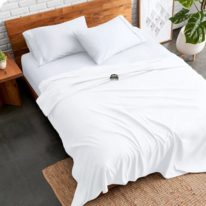 White Cotton Flat Sheet Solid Bliss