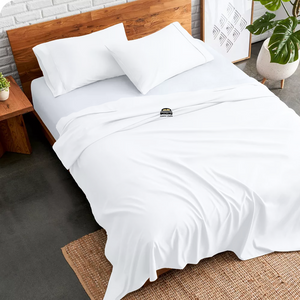 White Flat Sheet with Pillowcase Comfy Solid Sateen