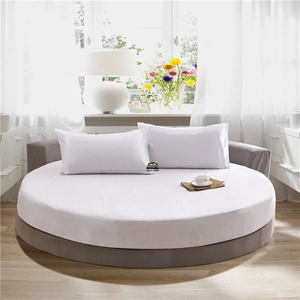 White Round Fitted Sheet with Pillowcase Comfy  Solid Sateen