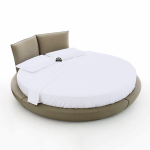 White Round Bed Sheet Set 96 Inch Diameter Solid Bliss Sateen