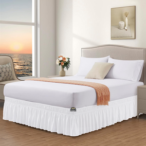 White Wrap Around Bed Skirt Solid Comfy Sateen