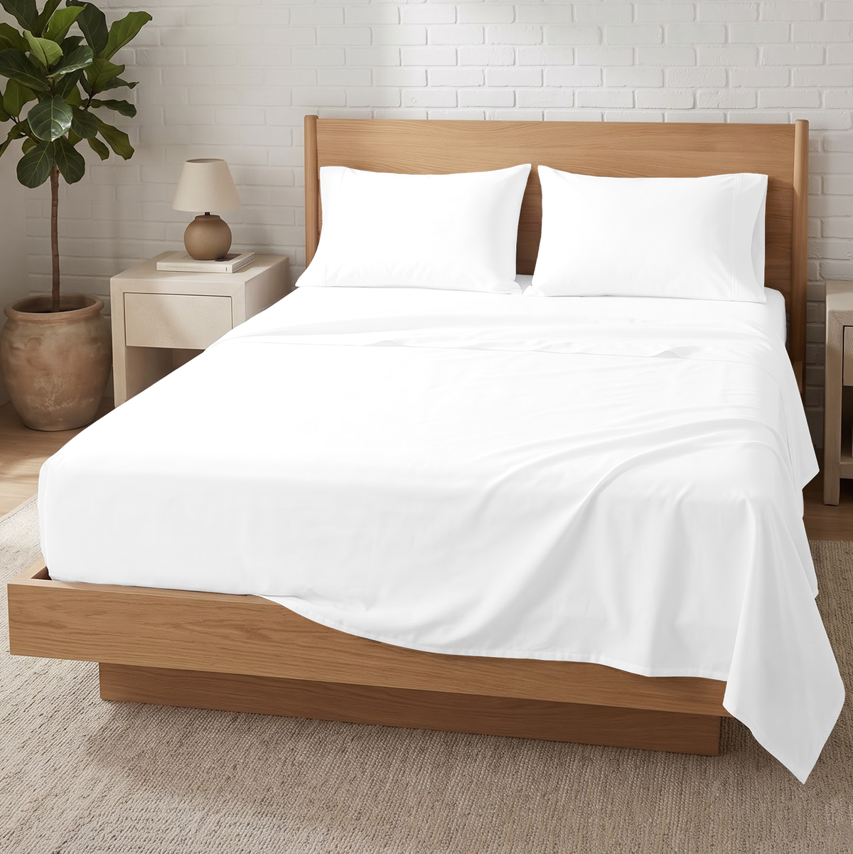 White 600 Thread Count Sheet Set | 100% Cotton Sateen