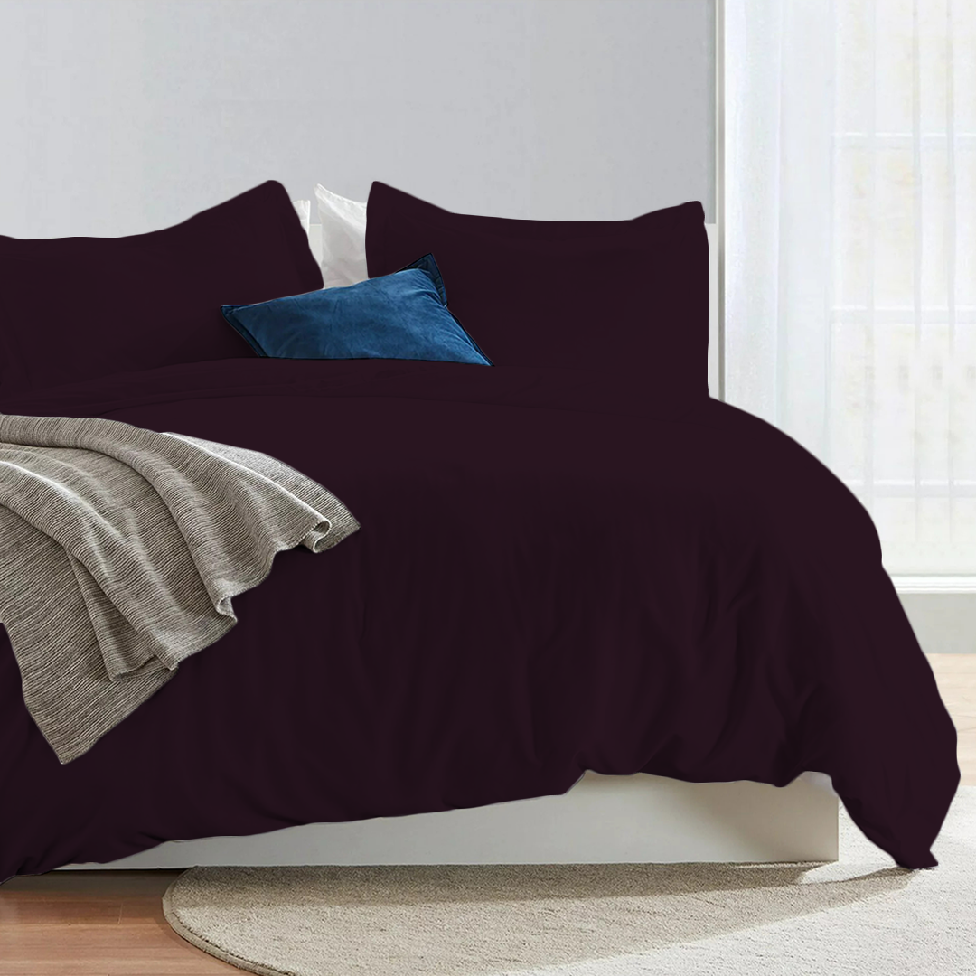 Wine Duvet Cover Set Comfy Solid Sateen
