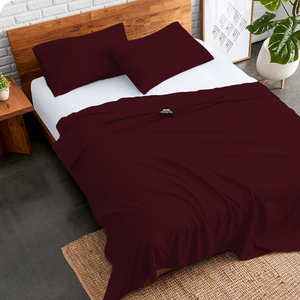 Wine Flat sheet and Pillowcase Solid (Comfy 300TC)