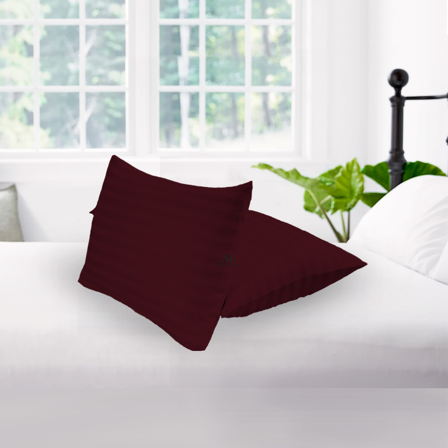 Wine Stripe Pillowcases On Big Discount AanyaLinen