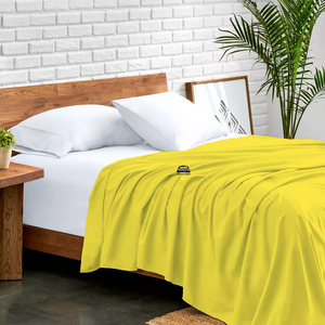 Yellow Flat Sheet Solid Comfy Sateen