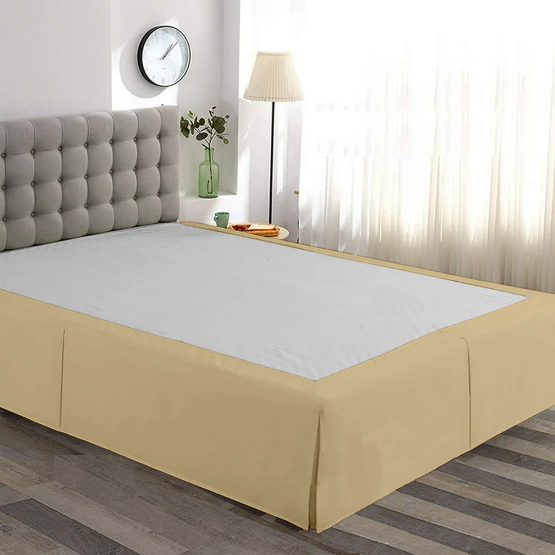Beige Bed Skirt Solid Comfy Sateen