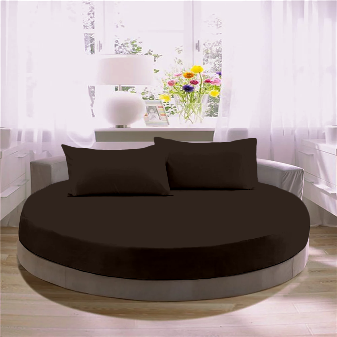 Chocolate Round Fitted Bed Sheets