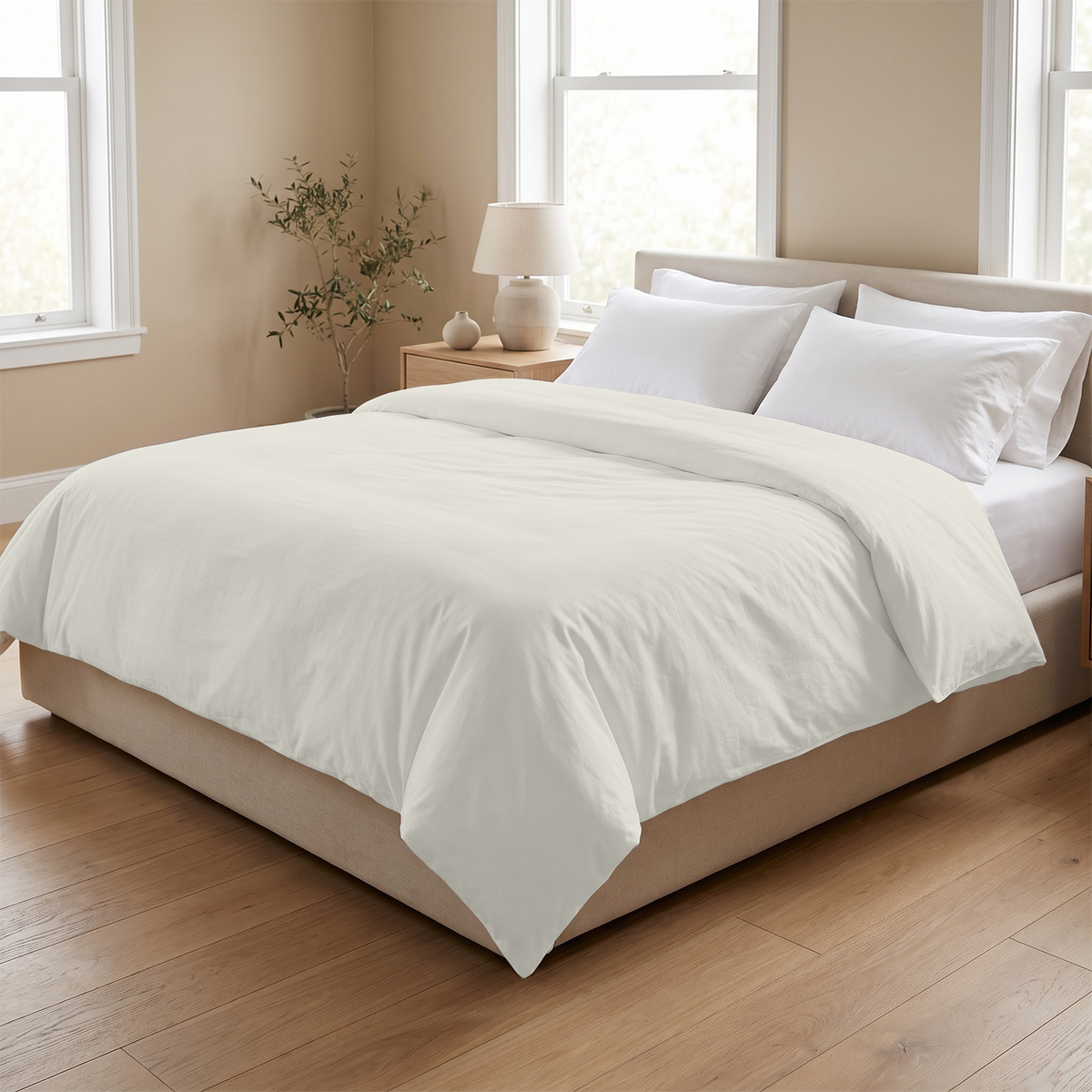 Ivory 600 Thread Count Duvet Cover | 100% Cotton Sateen