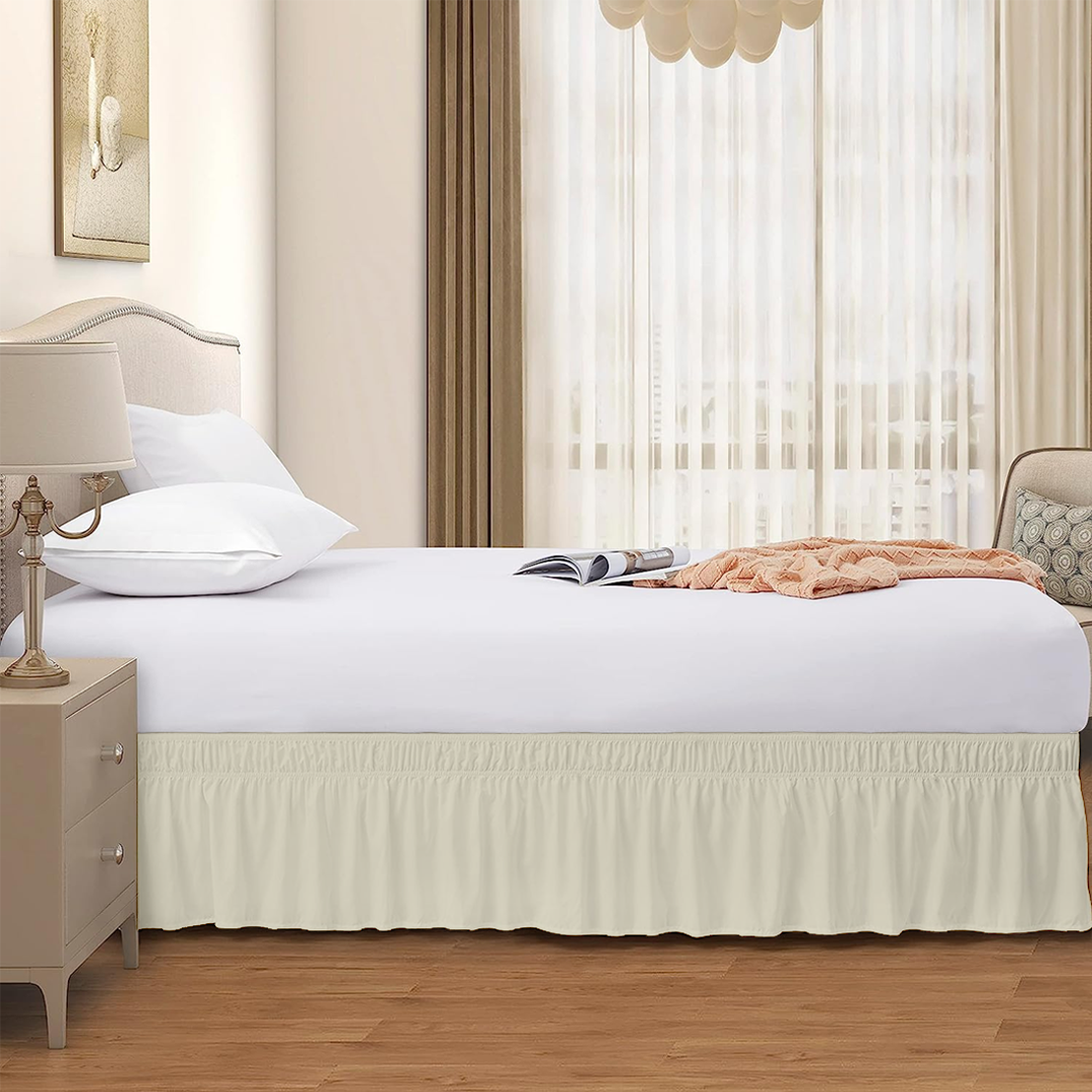 Ivory Wrap Around Bed Skirt Solid Bliss Sateen