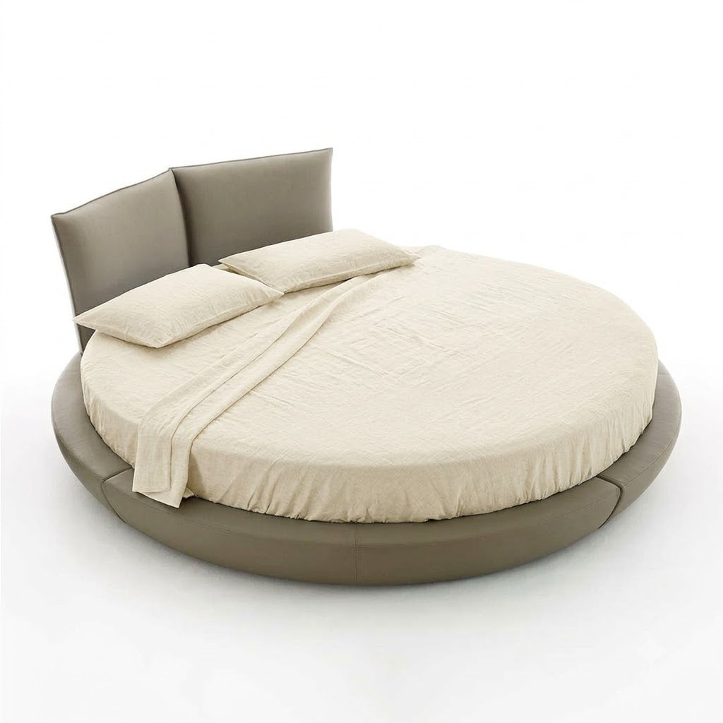 Natural Linen Round Bed Sheets - (4-Piece) | Pre-Washed 100% Linen