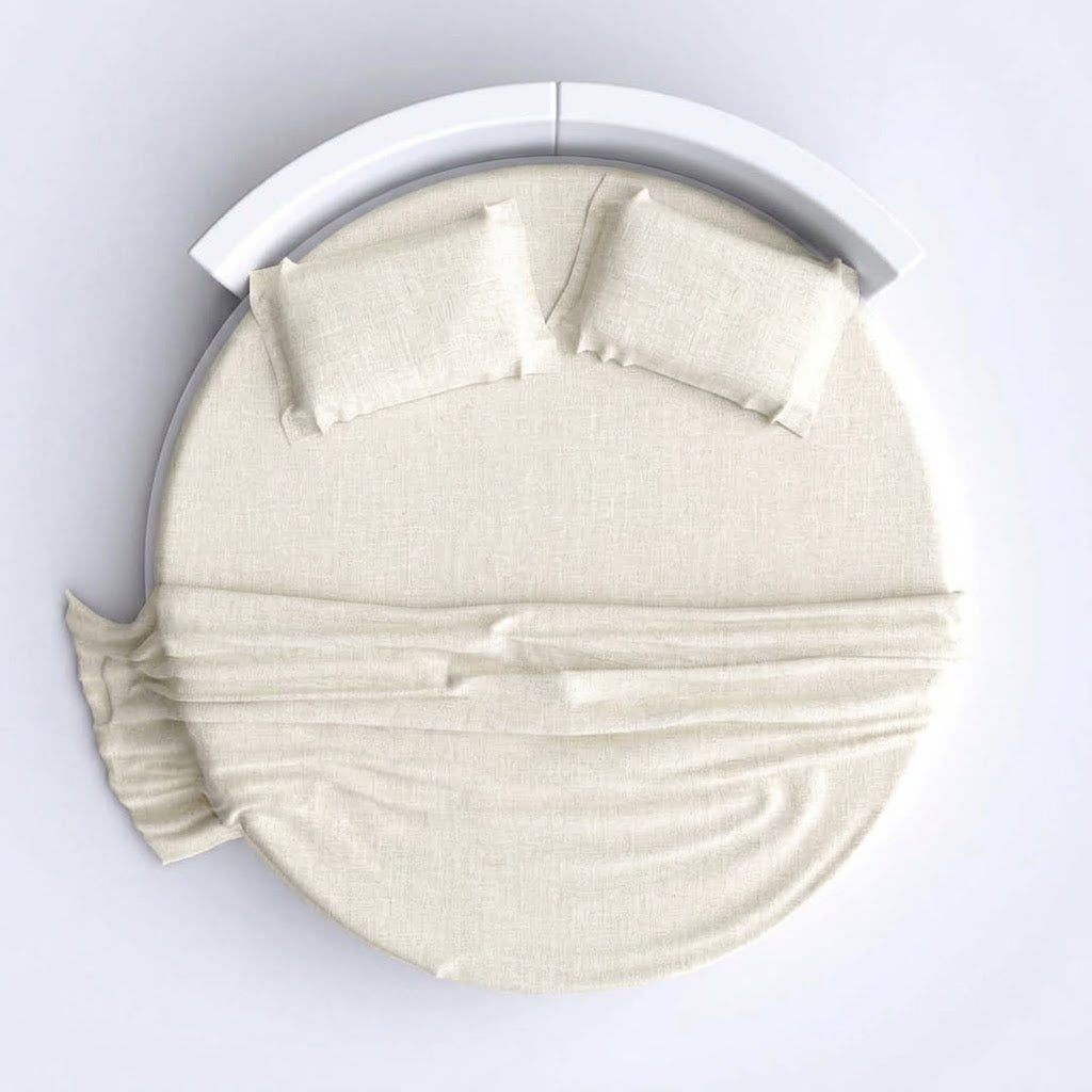 Natural Linen Round Bed Sheets - (4-Piece) | Pre-Washed 100% Linen