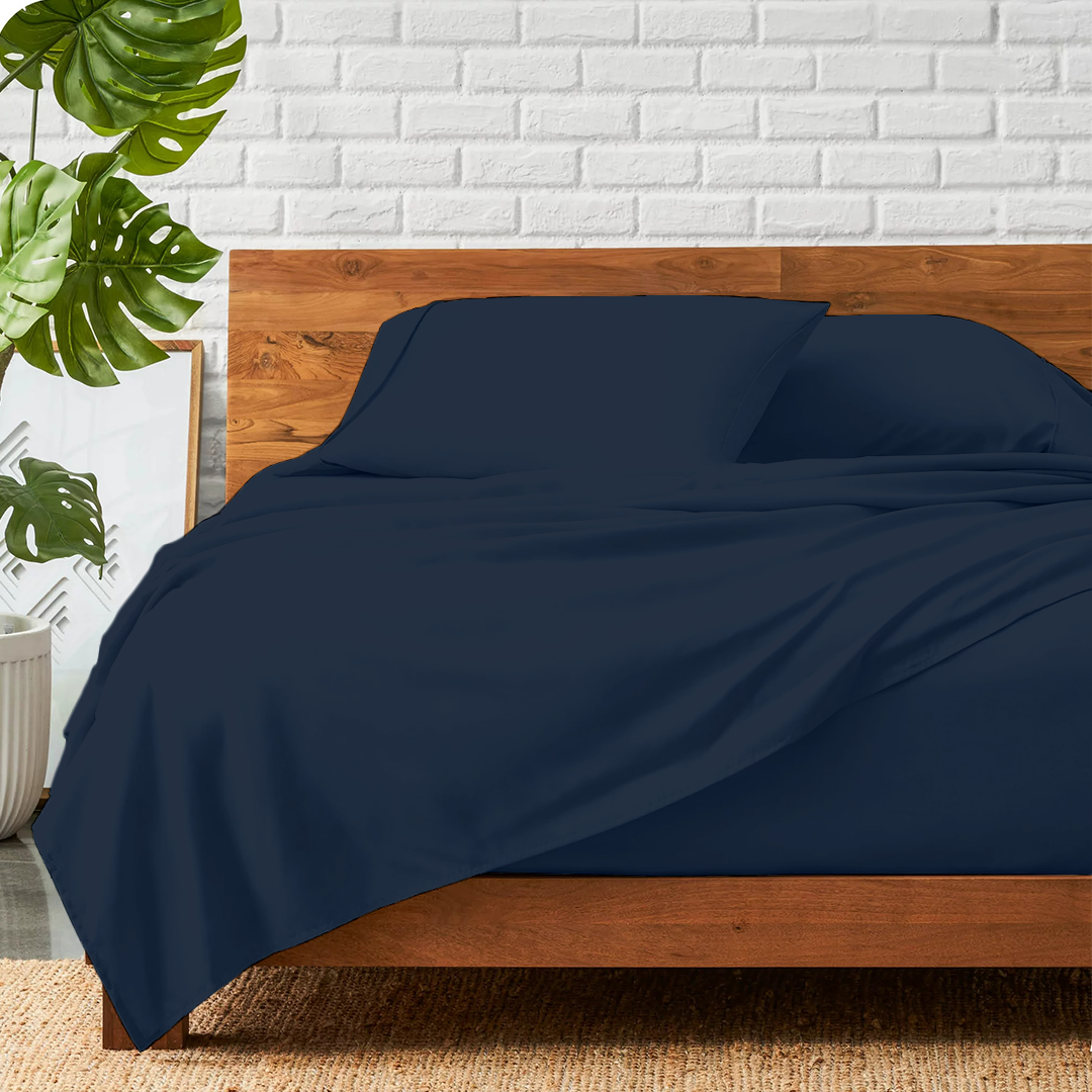 Navy Blue Sheet Set Comfy Solid Sateen
