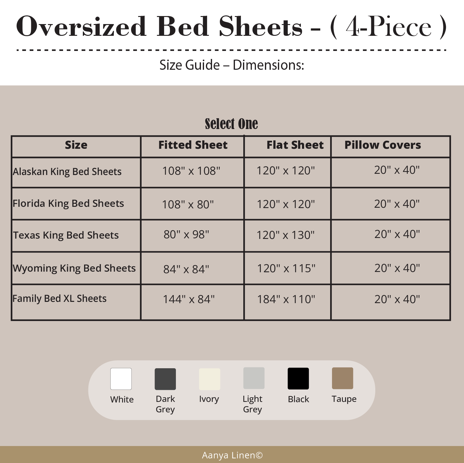 Oversized Bed Sheets Size Infographic