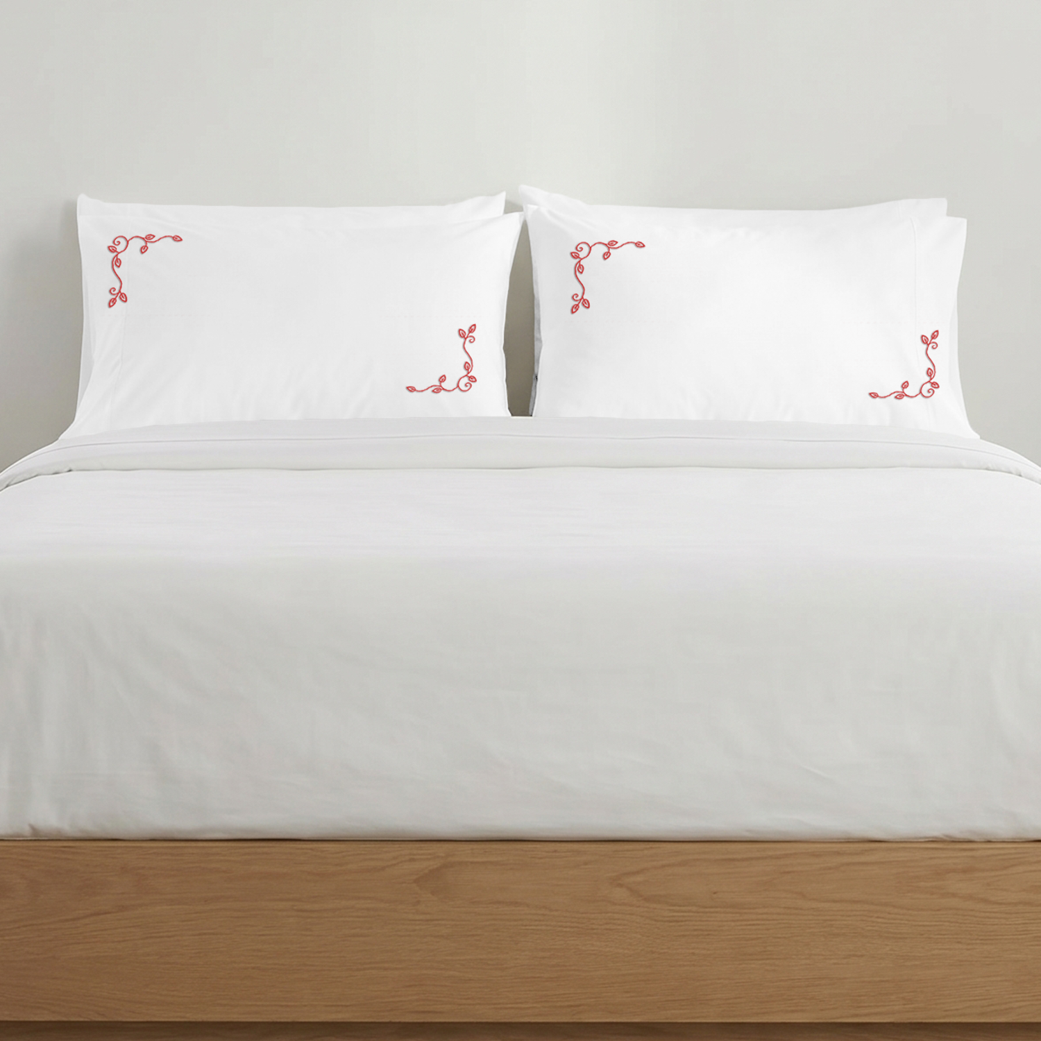 White Floral Vine Embroidered Pillow Covers
