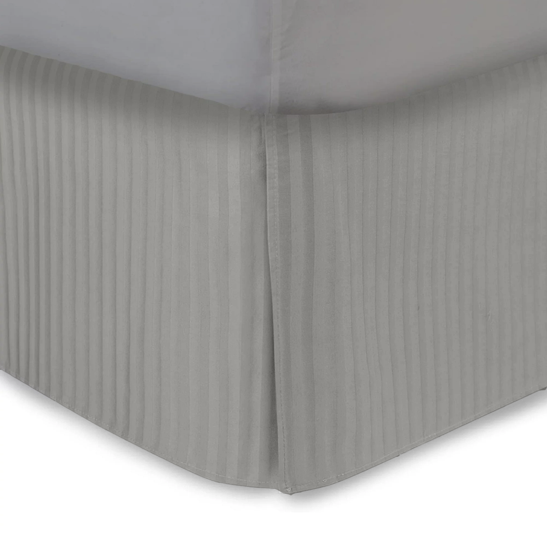 Light Grey Striped Bed Skirt (Comfy 300TC)