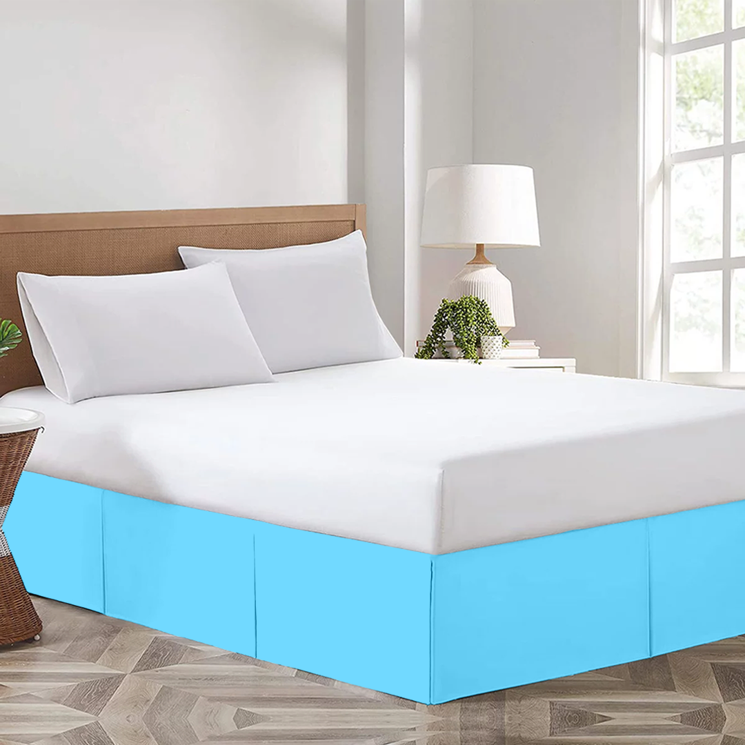 Comfy Light Blue Bed Skirt - Split Corner
