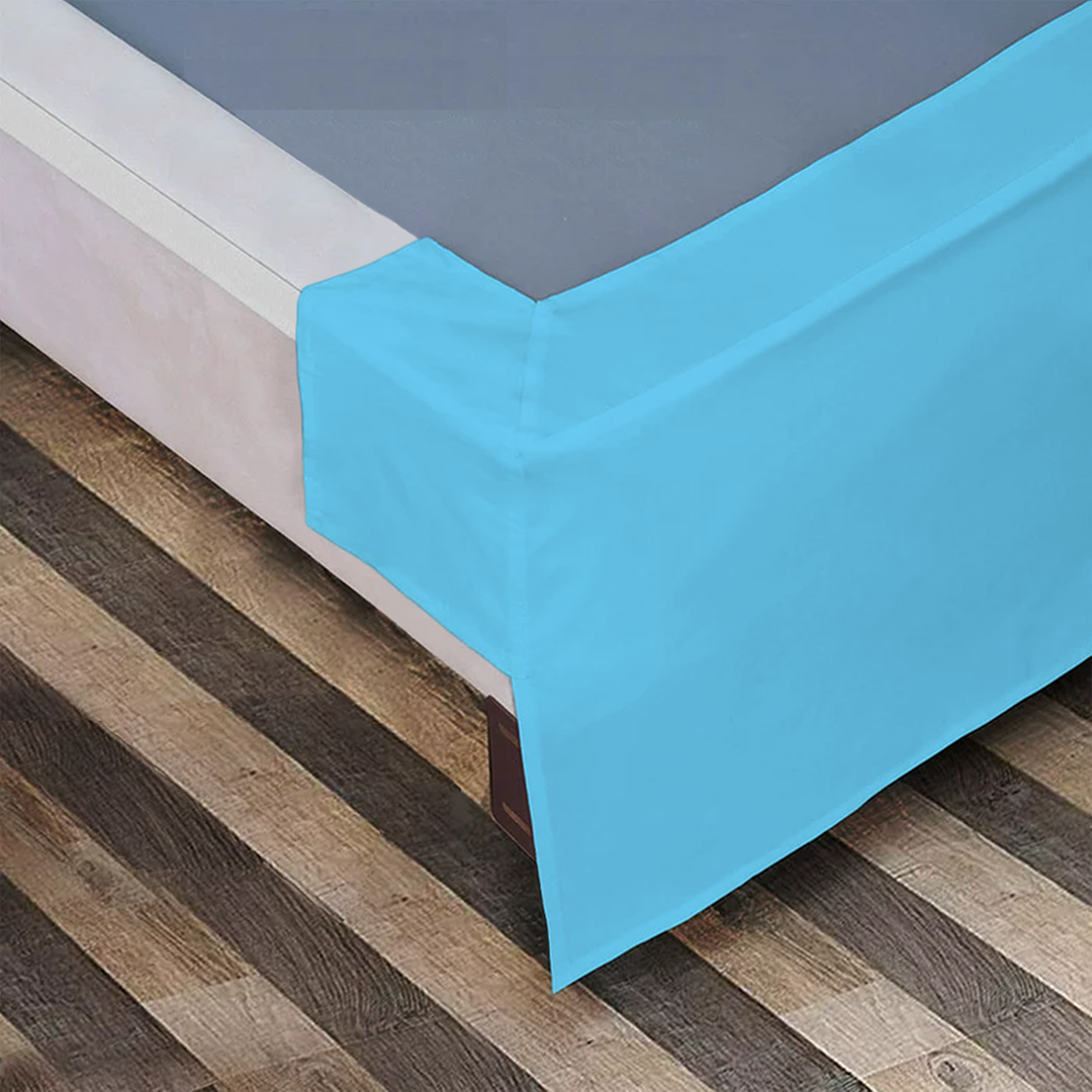 Comfy Light Blue Bed Skirt - Split Corner