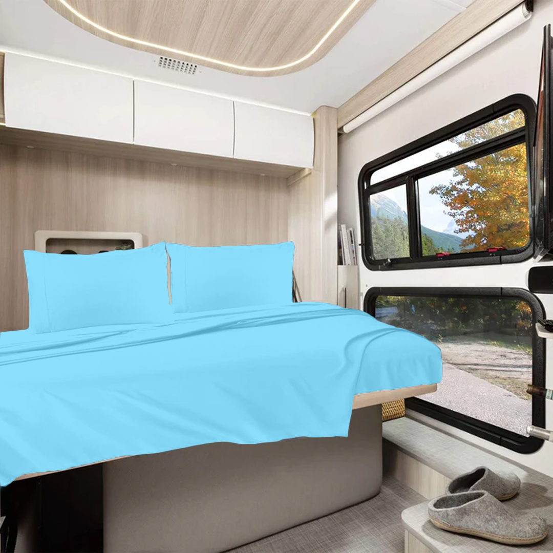 Light Blue RV Sheet Set Solid Bliss Sateen