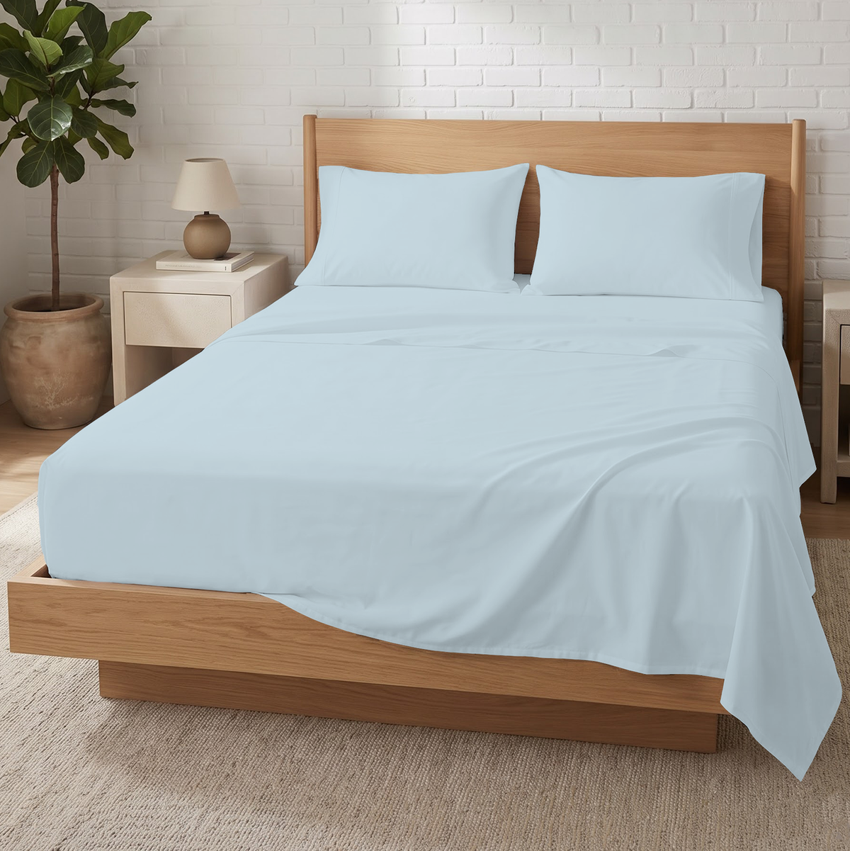 Sky Blue 600 Thread Count Sheet Set | 100% Cotton Sateen