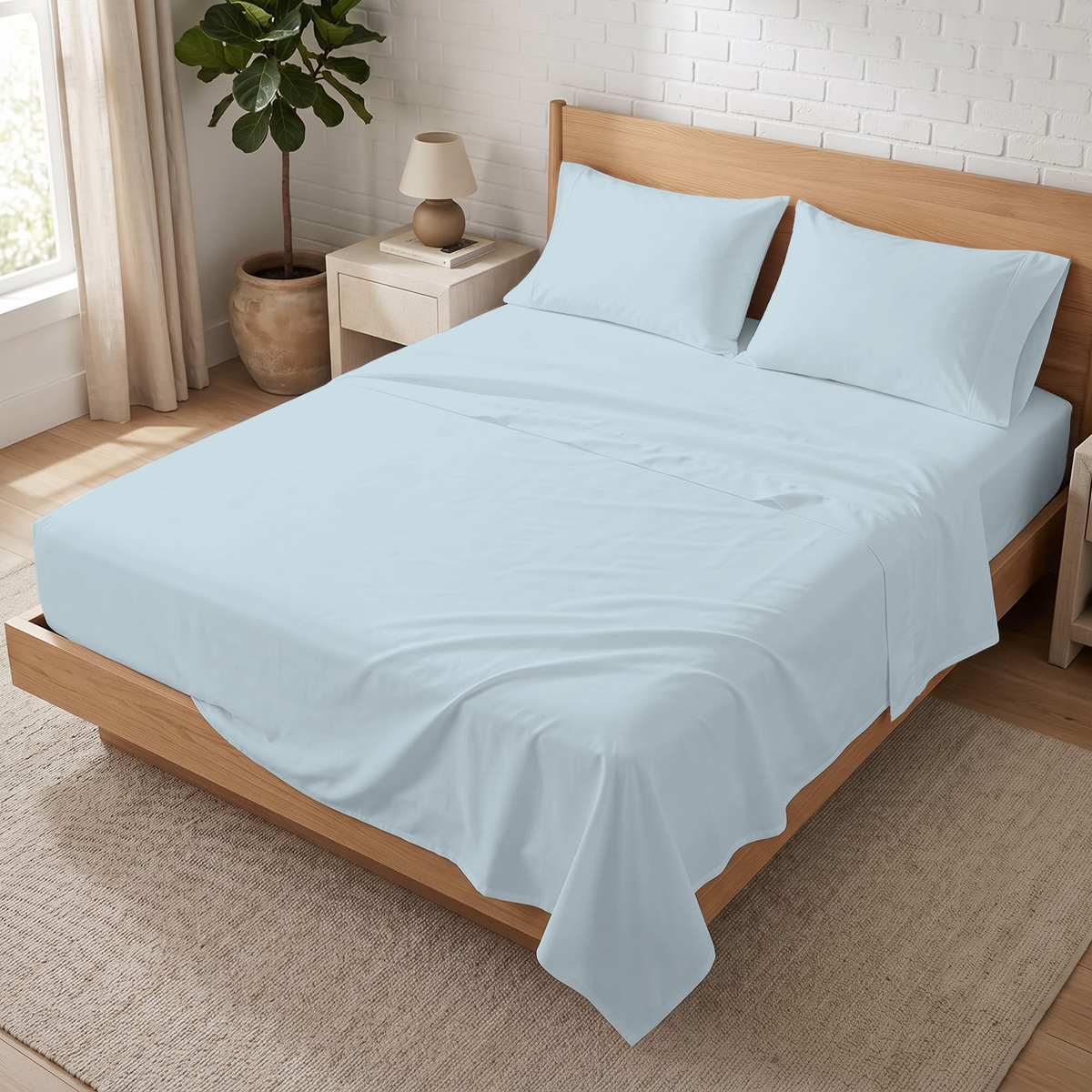 Sky Blue 600 Thread Count Sheet Set | 100% Cotton Sateen