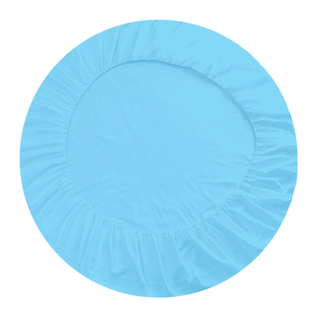 Light Blue Round Fitted Sheet Only Comfy Solid Sateen