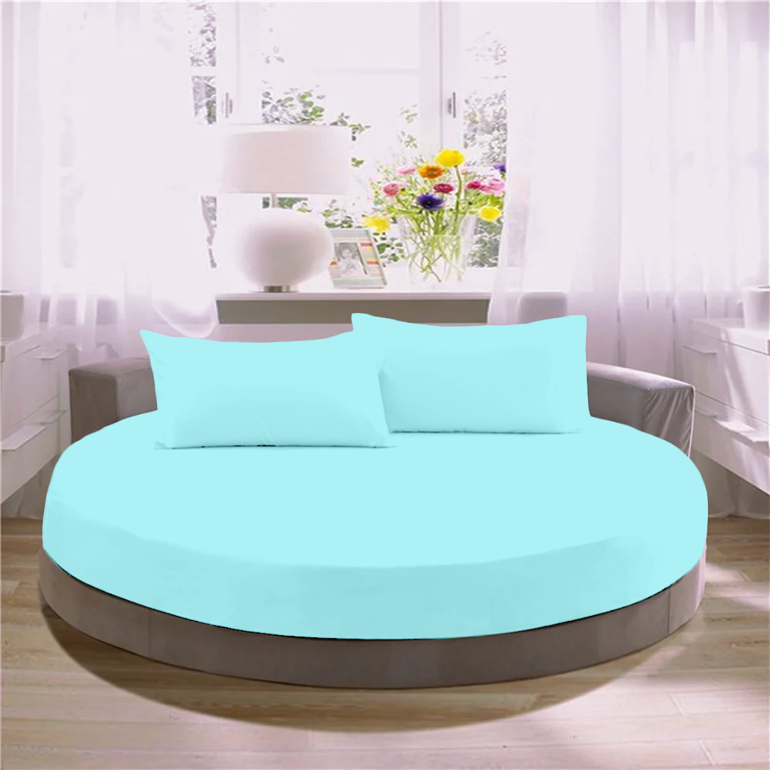 Black Round Fitted Sheet with Pillowcase Bliss Solid Sateen