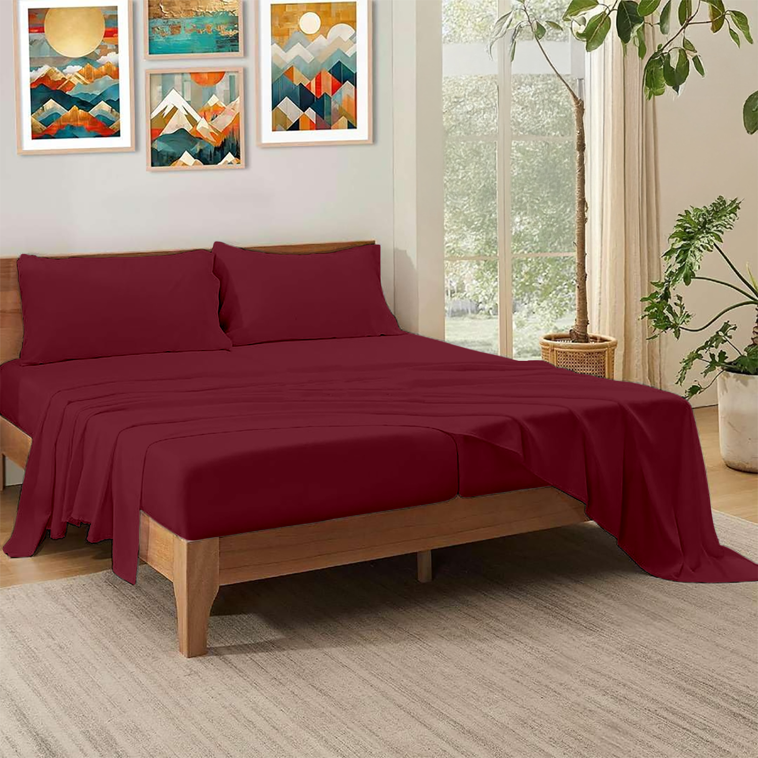 Burgundy Split Sheet Sets