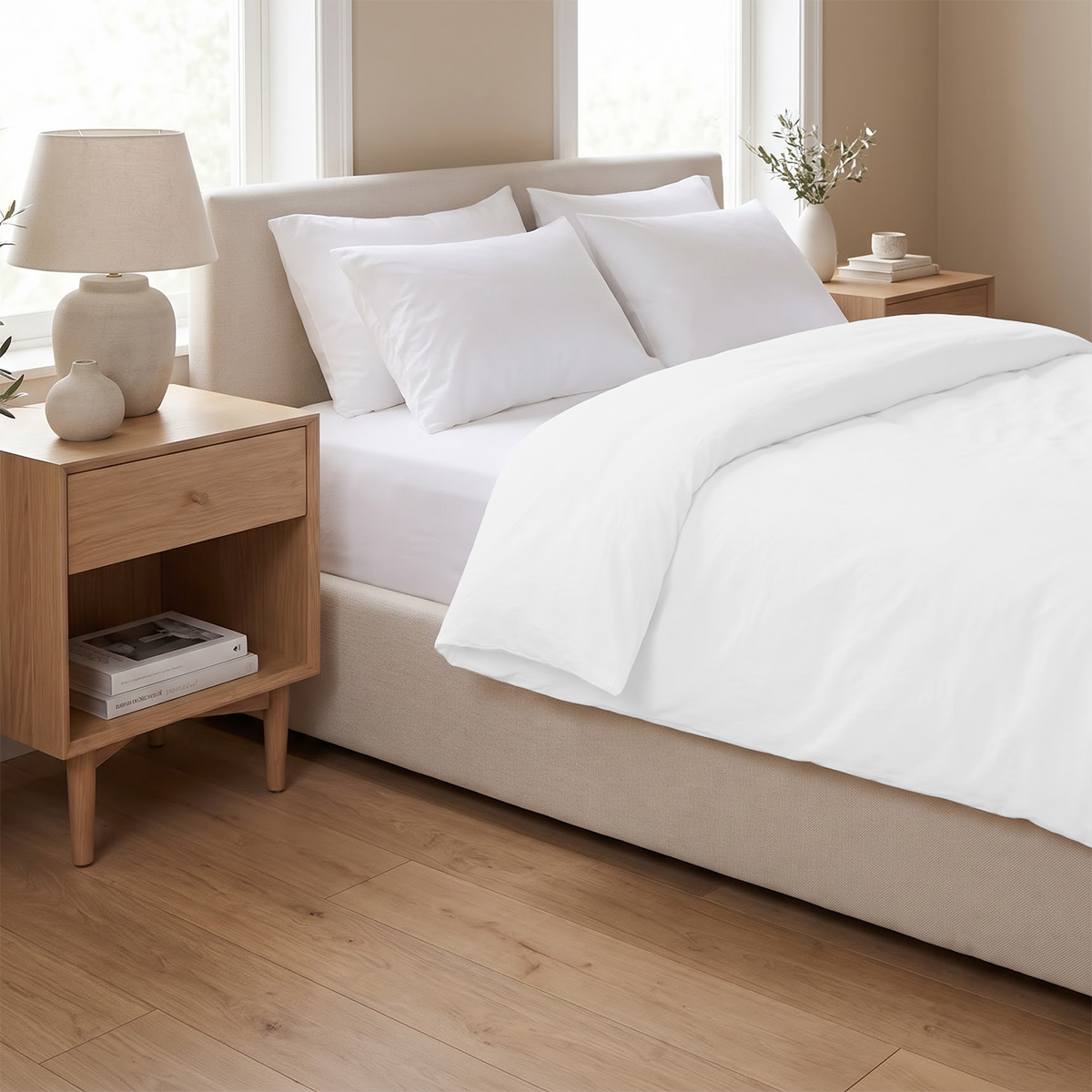 White 600 Thread Count Duvet Cover | 100% Cotton Sateen