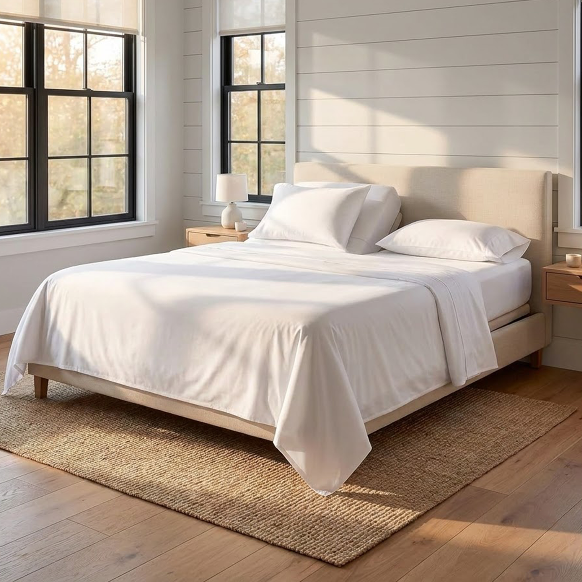 White Cotton Percale Top Split Bed Sheets