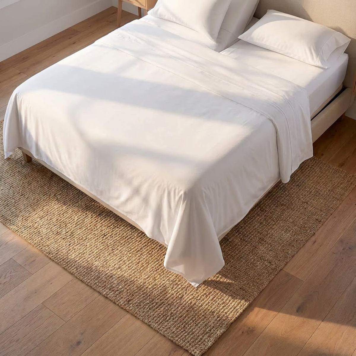 White Cotton Percale Top Split Bed Sheets