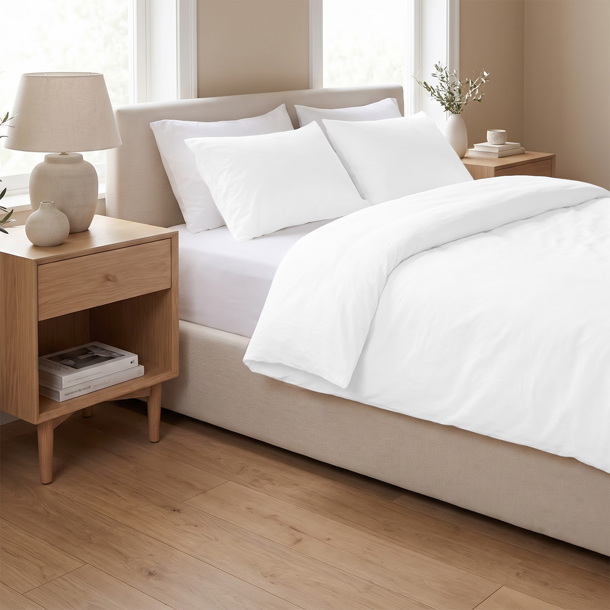 White 600 Thread Count Duvet Cover | 100% Cotton Sateen