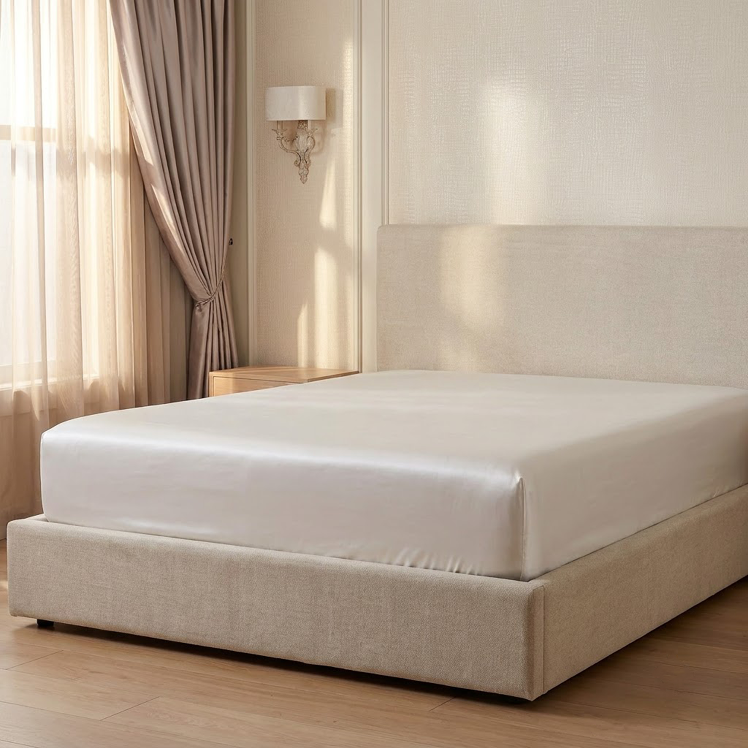 Natural White Mulberry Silk Fitted Sheet Only - 22 Momme
