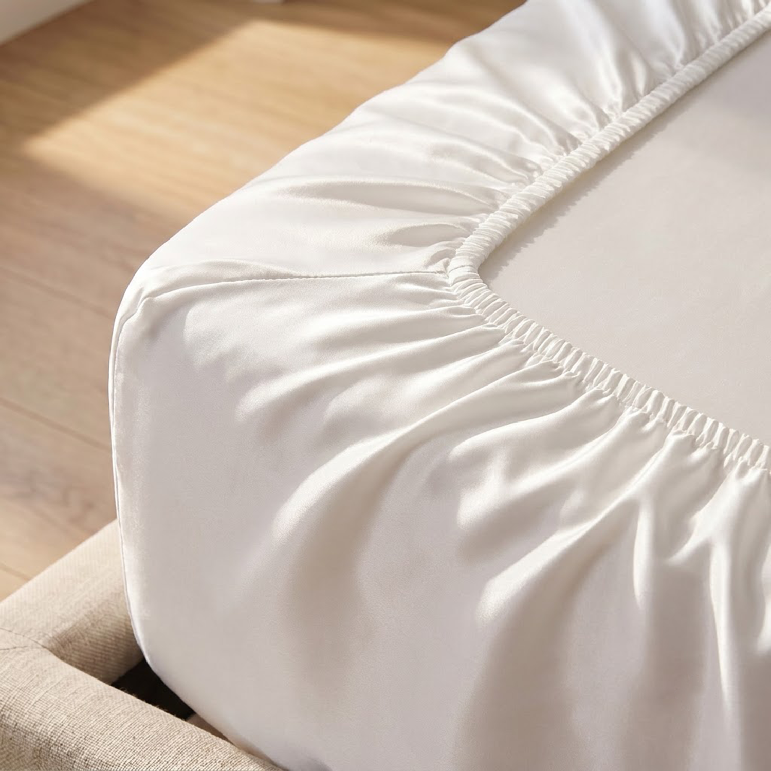 Natural White Mulberry Silk Fitted Sheet Only - 22 Momme