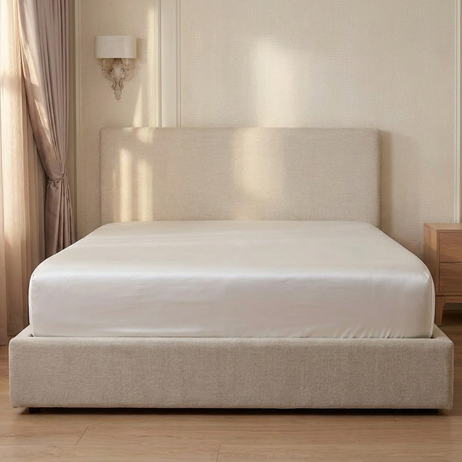 Natural White Mulberry Silk Fitted Sheet Only - 22 Momme