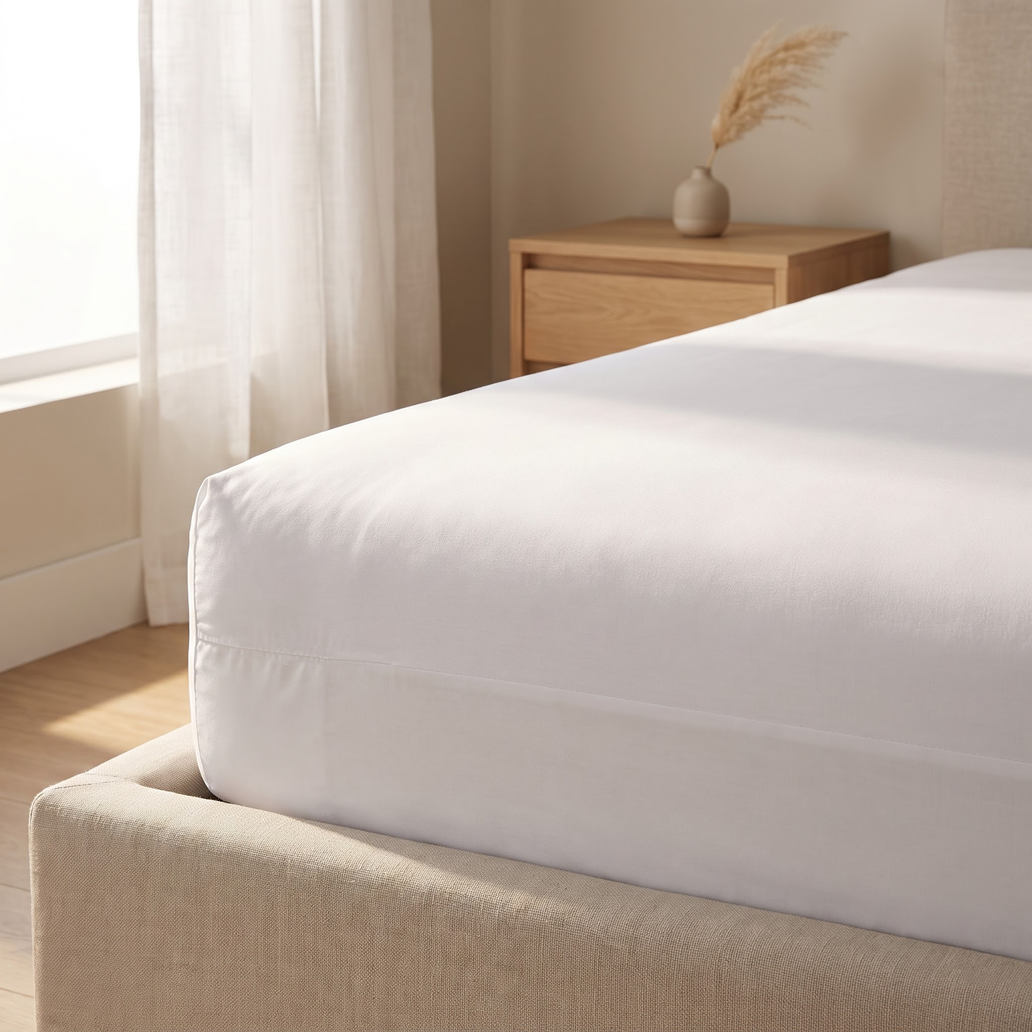White Percale Cotton Fitted Sheet Only - ( 1-Piece )