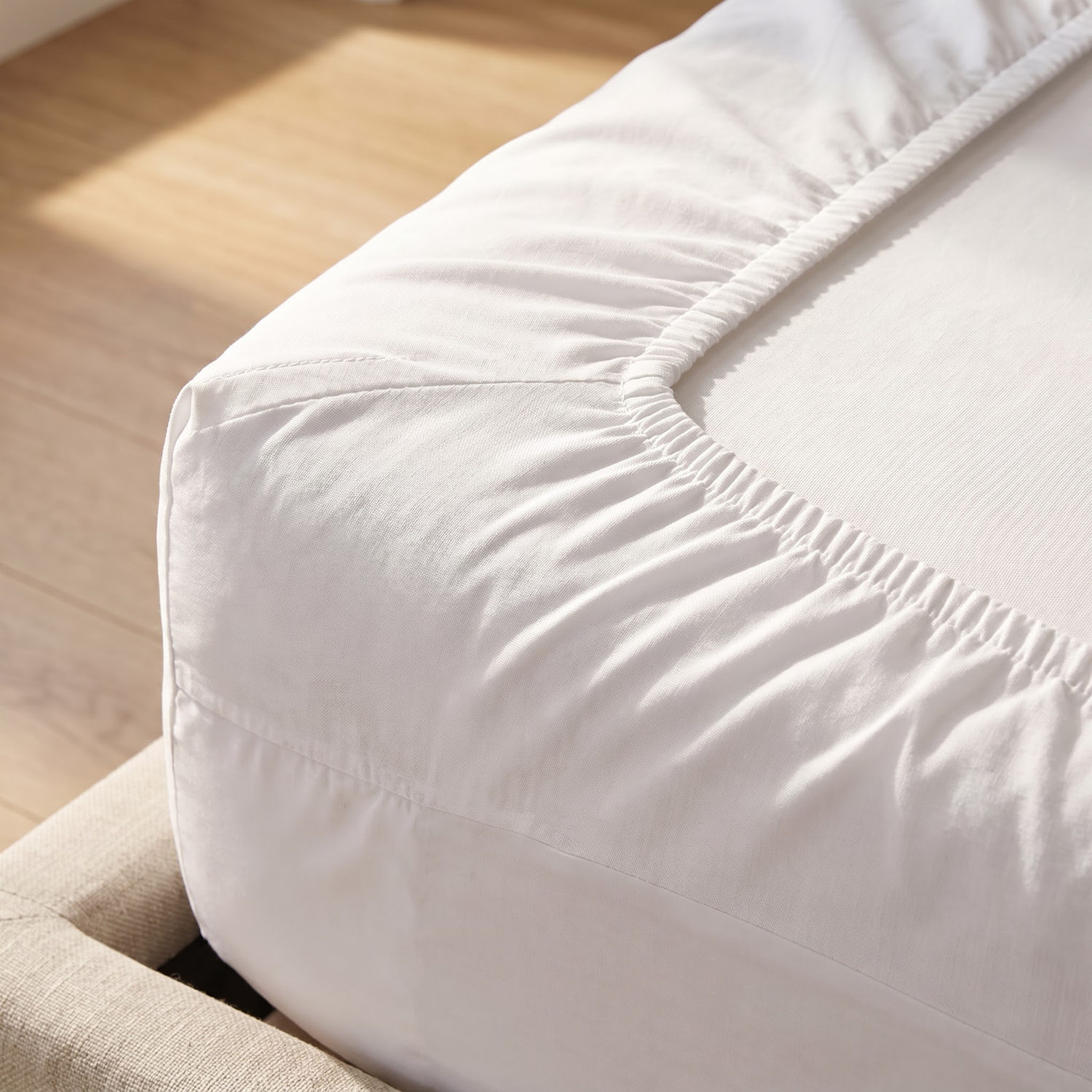 White Percale Cotton Fitted Sheet Only - ( 1-Piece )
