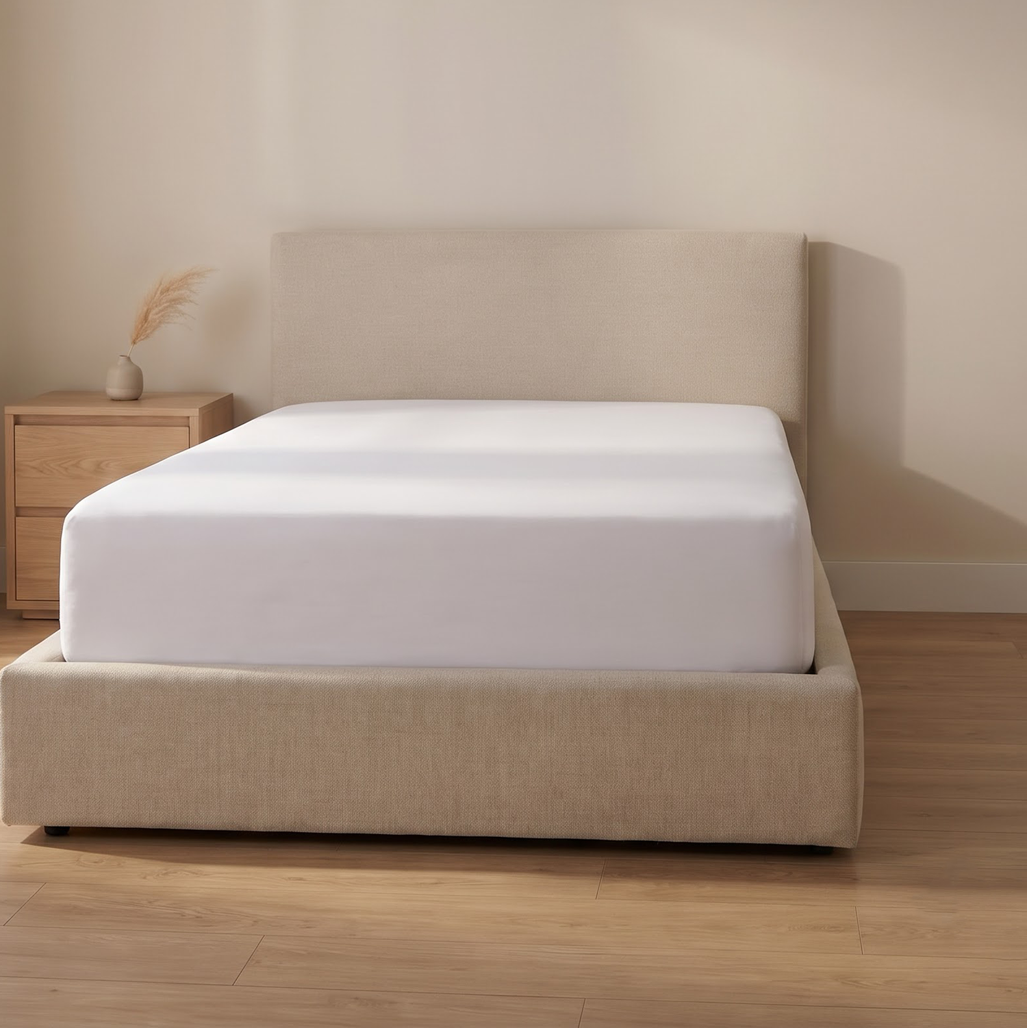 White Percale Cotton Fitted Sheet Only - ( 1-Piece )