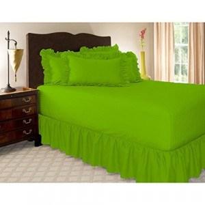 Parrot green gathered bed skirt